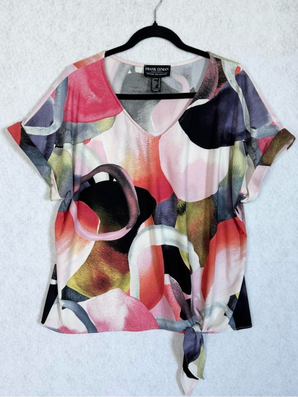 Frank Lyman Montreal Womens Top Size 14 Art to Wear Colorful Stretch Spring